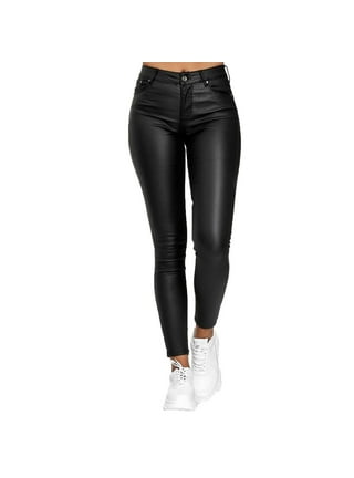 Women's Shiny Metallic Leggings Sexy High Gloss Skinny Pants Faux Leather  Stretch Shaping Tights Trousers
