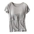 thumbnail image 1 of DxhmoneyHX Womens Maternity Nursing Tops Short Sleeve Breastfeeding Shirts Double Layer Summer Pregnancy Tee Shirt, 1 of 3