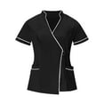 thumbnail image 1 of DxhmoneyHX Womens Scrub Tops Classic Fit V Neck Short Sleeve Wrap Shirt Dressy Nurse Uniform for Clinic Spa with Pockets, 1 of 5