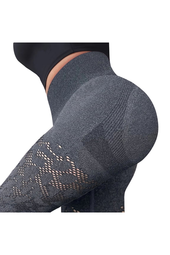 Womens Workout Leggings High Waisted Seamless Lace Cutout Yoga Legging Pants Breathable Seamless Fitted Sweatpants