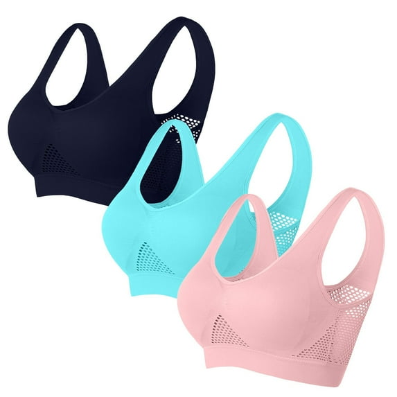 Dxssxc 3 Pack Bras for Women Breathable Cool Liftup Bras 2025 New Mesh Bra Comfort Wireless Sports Bras for WoWomen Value Pack