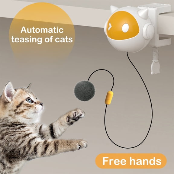 Dxssxc Automatic Cat Toy Retractable Interactive Teaser Ball, Auto Lifting Cat Toy with Adjustable Wax Rope, Self-Moving Kitten Toy for Indoor Cats
