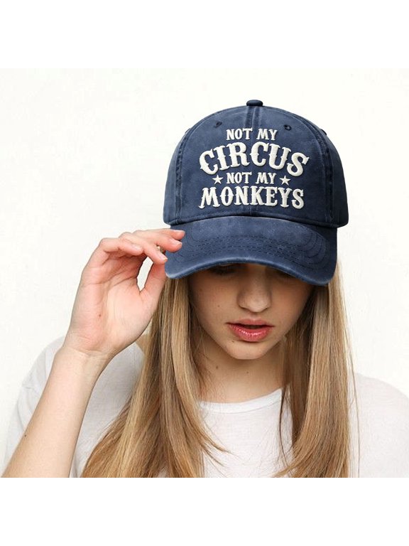 Baseball Cap with Adjustable Strap, Embroidered "Not My Circus Not My Monkey" Design, Breathable Cotton for Men & Women, Casual, Outdoor, and Sports Hat for Sun Protection