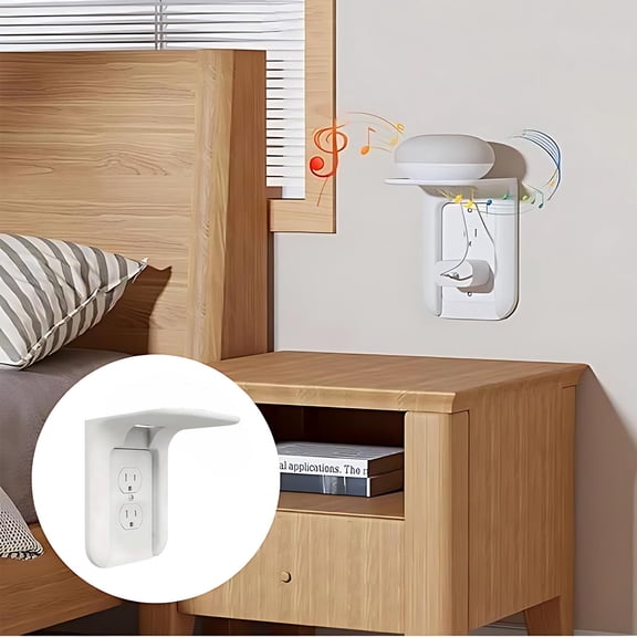 Dxssxc Bracket Wall Mounted Power Holder, for Living Room Kitchen Bedroom Dormitory Bedside Storage Rack for Phone and Small Items - No Drilling Installation for Home Office