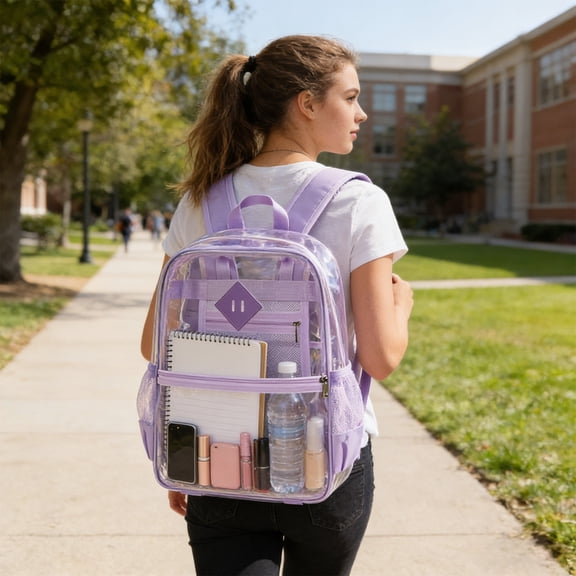 Dxssxc Clear Transparent Backpack for Campus Concert Games Security Check, PVC Large Capacity Teenagers Backpack with Padded Straps Waterproof, Fits A4 Books Laptop for Campus Travel