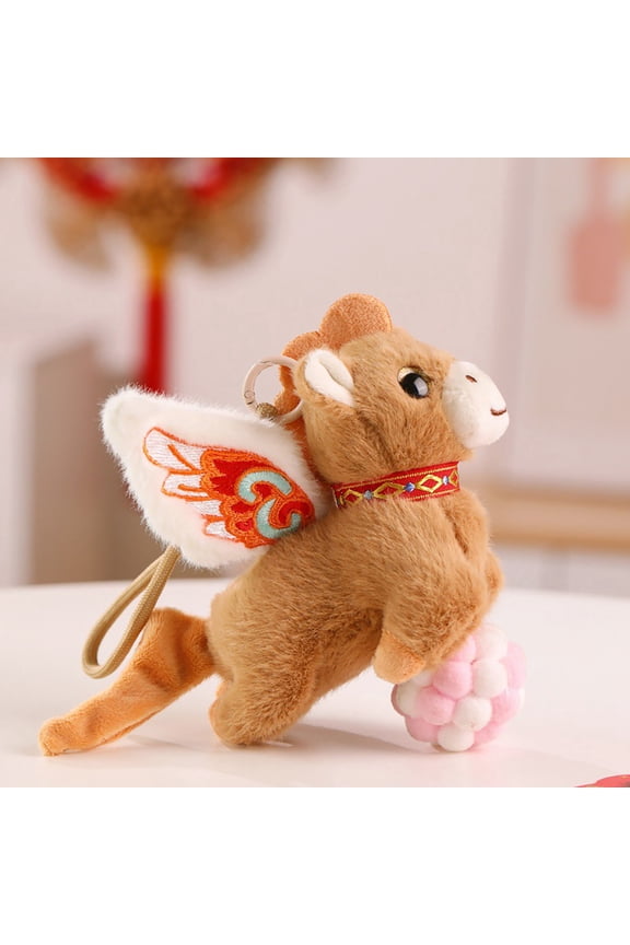 Cute Flying Horse Plush Keychain, Year of The Horse Stuffed Animal Doll Toy, Soft Baby Horse Plush Pendant for Bag, Key, Bedroom Decor, Sleep Companion & Holiday Gift, 4 Colors
