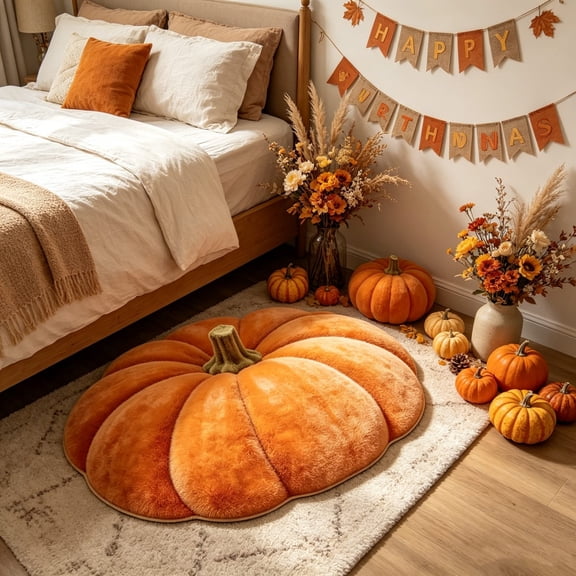 Dxssxc Diatomaceous Earth Bath Mat Pumpkin Shaped 40x60cm Non Slip Absorbent Floor Mat for Thanksgiving Halloween Bathroom