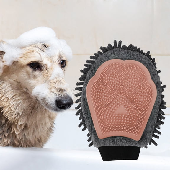 Dxssxc Double Sided Pet Grooming Glove with Silicone Massage Side and Microfiber Mitt, Hair Removal Bathing Deshedding for Dogs Cats Rabbits Home Care