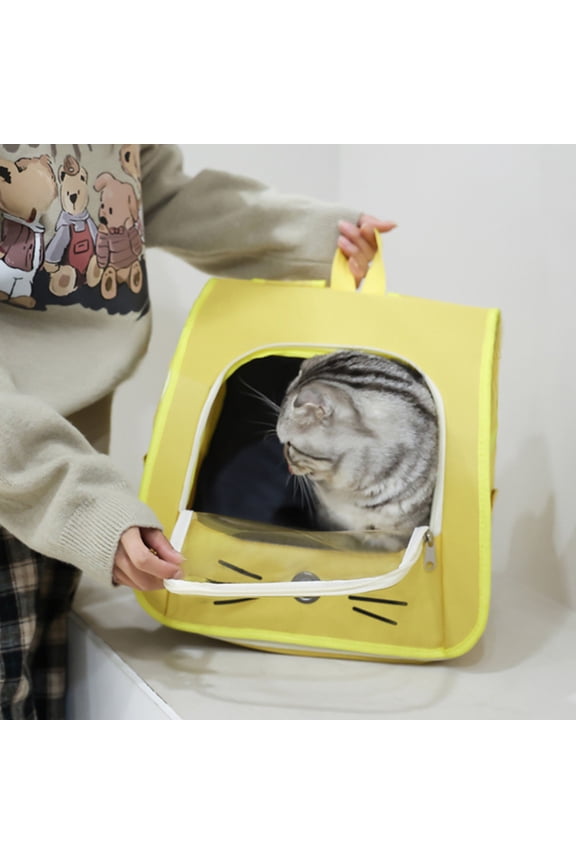 Foldable Cat Carrier for Small Dogs 2-in-1 Pet Sling Backpack, Handheld Shoulder Travel Bag for Cats Rabbits, Breathable Mesh for Hiking Vet Visits