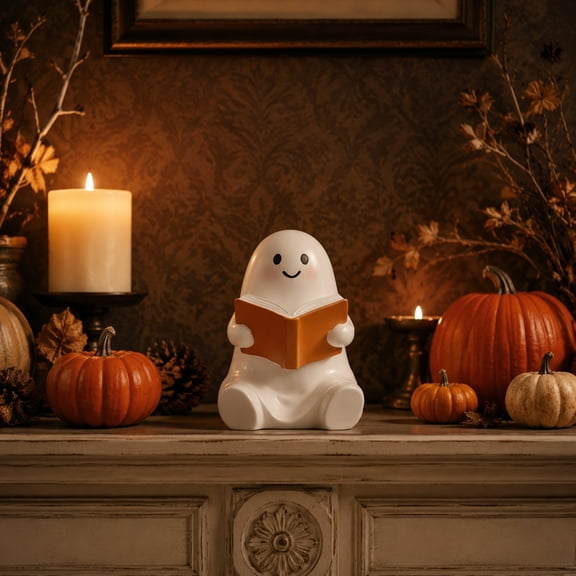 Dxssxc Halloween Ghost Pen Holder Figurine, Desktop Stationery Organizer Spooky Resin Ornament for Office Desk Study Home Decor