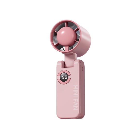Dxssxc LCD Display Portable Handheld Fan, 199 Rates, 10m/s Strong Wind, Foldable, USB Rechargeable for Travel Commute, with Lanyard