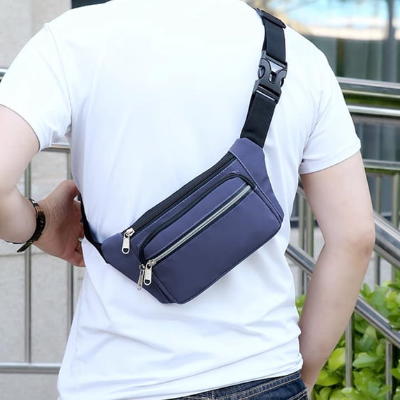 Dxssxc Men's Nylon Cloth Business Wallet, Wear Outdoor Sports Mobile Phone Belt Bag, Men's Crossbody Sling Bag for Travel Daily Use, Lightweight Casual Shoulder Chest Bag for Phone Keys Wallet