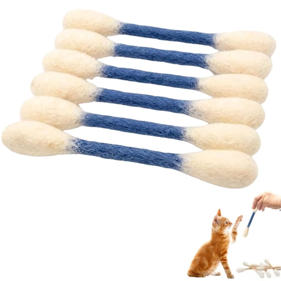Dxssxc Natural Wool Cat Teething Stick Toy for Kittens Adult Cats, Soft Sheep Wool Dental Chew for Teeth Cleaning Teething Relief, Safe Pet Chew Stress Relief