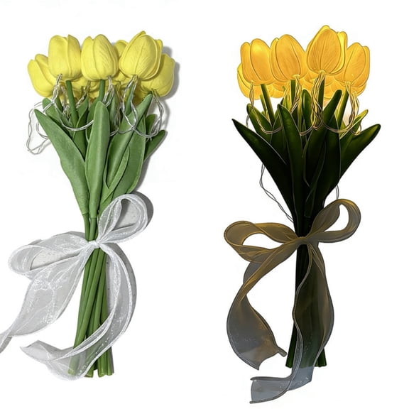 Dxssxc Night Light Artificial Flower 10pc, USB Rechargeable LED Tulips with Color Changing Modes, Home Decor for Bedroom, Living Room, Wedding or Party Decoration, RGB Ambient Lighting