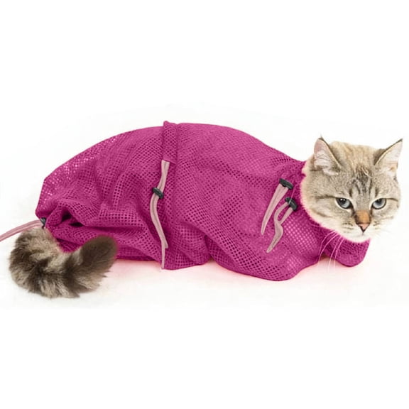 Dxssxc Pet Bathing Mesh Bag for Cats Small Dogs, Grooming Restraint Sack with Secure Zipper, Portable Washable Carrier for Indoor Outdoor Bath Time