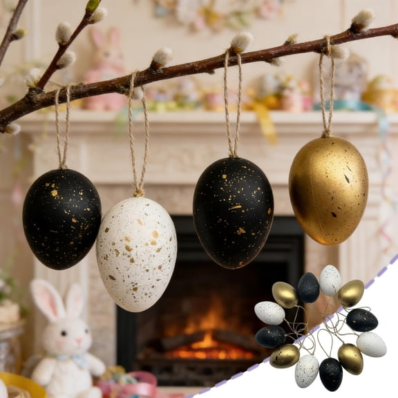 Dxssxc Plastic Easter Egg Set 12 Pieces 6cm Decorative Eggs for Hanging, Multicolor Printed Ornaments for Holiday Decor, Shatterproof Easter Tree Wreath Centerpiece Home Party Supplies