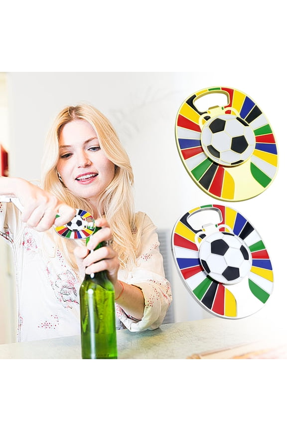 Trophy Bottle Opener Keychain - Gold Rotating Soccer Ball Key Ring & Fridge Magnet, Durable Kitchen Gadget & Fan Accessory Gift for Men, Sports Enthusiasts & Game Day Hosts