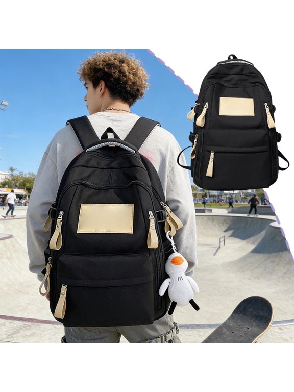 Stylish Korean-Style Large Capacity Backpack, Water-Proof Polyester, Adjustable Straps, Multi-Compartment for Campus Work Travel Commute