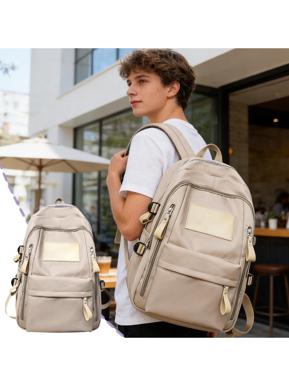 Stylish Korean-Style Large Capacity Backpack, Water-Proof Polyester, Adjustable Straps, Multi-Compartment for Campus Work Travel Commute
