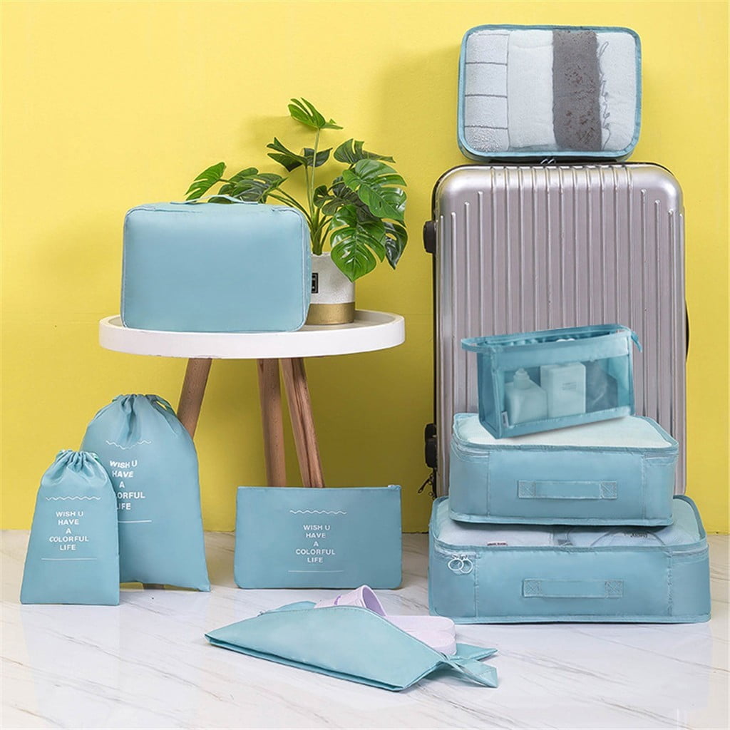 Dxssxc Travel Luggage Organizer Set, 9-Piece Packing Cubes & Storage Bags for Suitcases, Waterproof Shoe Bag, Clothing Organizers & Toiletry Pouch, Travel Accessories for Camping & Business Trips