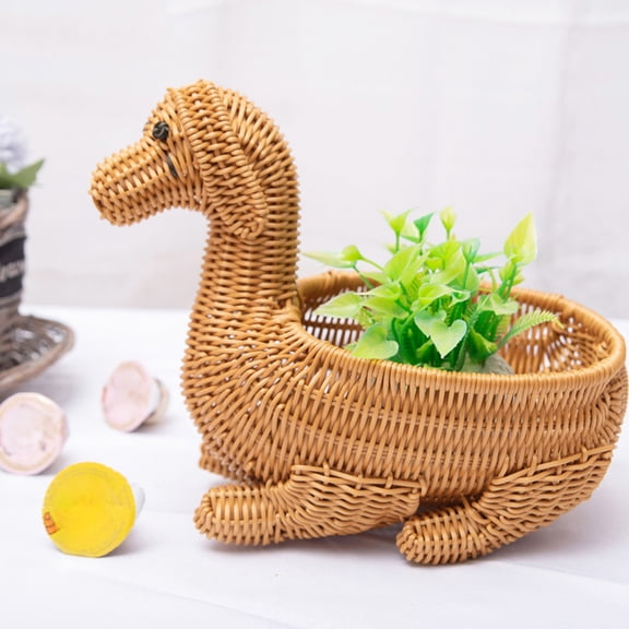 Dxssxc Woven Storage Basket Plastic Fruit Snack Container, 11.8x6.8x3.7in Tabletop Organizer for Bread Candy Berries, Multi-Functional Decorative Home Office