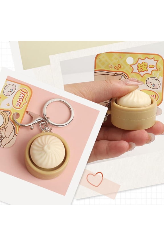Xiaolongbao Button Keychain, Mini Decompression Toy for Stress Relief & Anxiety, Portable Sensory Fidget Pendant for Adults & Youth, Focus Tool for Work, Travel, or Home Use