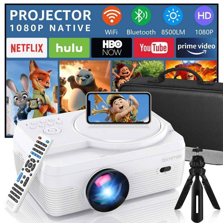 Dxyiitoo 1080P WiFi Bluetooth Projector, 8500LM Full HD