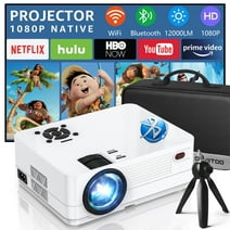 Dxyiitoo 12000LM Native 1080P HD Projector with WiFi and Bluetooth, Movie Projector for Outdoor Movies, LCD Technology 300"Display Projector Support 4k Home Theater, (Projector with Tripod)
