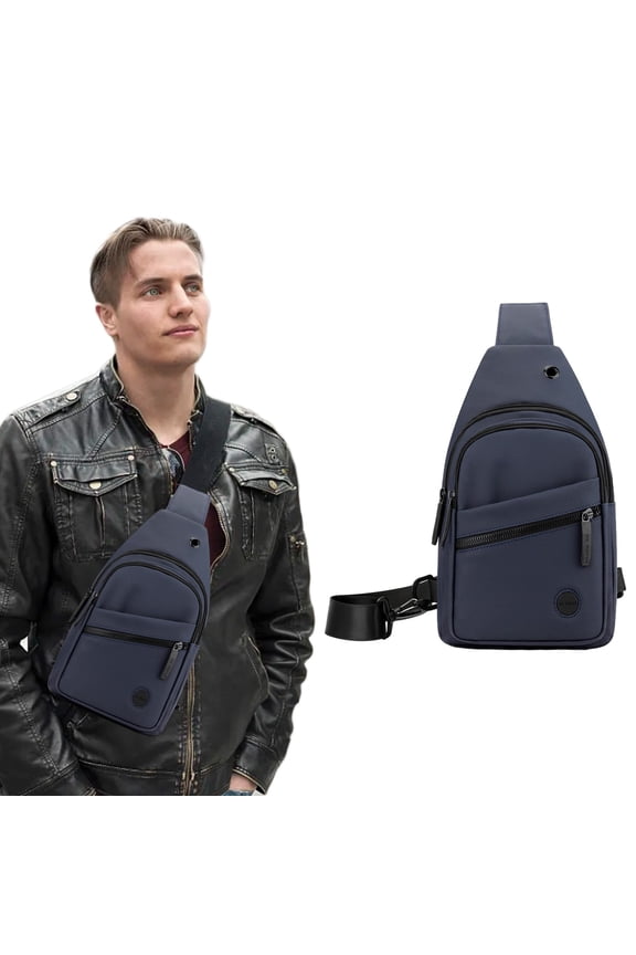 2026 Upgrade Crossbody Bag Men's High-end Bag Chest Bag With Headphone Port Removable Buckle Side Bag Travel Outdoor