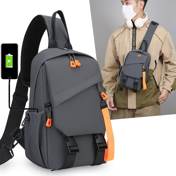 Dxzfnsa 2026 Upgrade Crossbody Bag Men's Multi Functional Chest Bag USB Rechargeable Crossbody Backpack Korean Style Casual Versatile Shoulder Bag