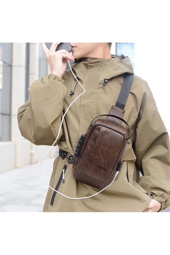 2026 Upgrade Crossbody Bag Motorcycle Bag Men's Backpack Lightweight USB Interface Password Lock -theft Chest Bag Multifunctional Shoulder Crossbody Bag