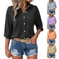 thumbnail image 1 of Dxzfnsa 3/4 Length Sleeve Womens Tops Womens 3/4 Length Sleeve Tops 2025 Summer V Neck Tee Shirts Dressy Casual Work Tunic Blouses Spring Clothes S-5XL, 1 of 8