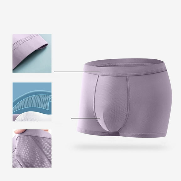 Dxzfnsa Bamboo Boxer Briefs- Breathable Mens Underwear, Built-in with 3D Pouch Comfortable Underwear for Men Mens Underwear,Purple-XL