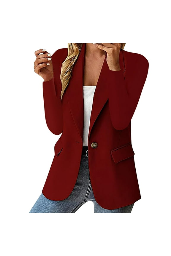 Blazers for Women Womens Fashion Casual Solid Color Blazers Long Sleeve Lapel Button Suit Coats Slim Work Office Blazer Jackets
