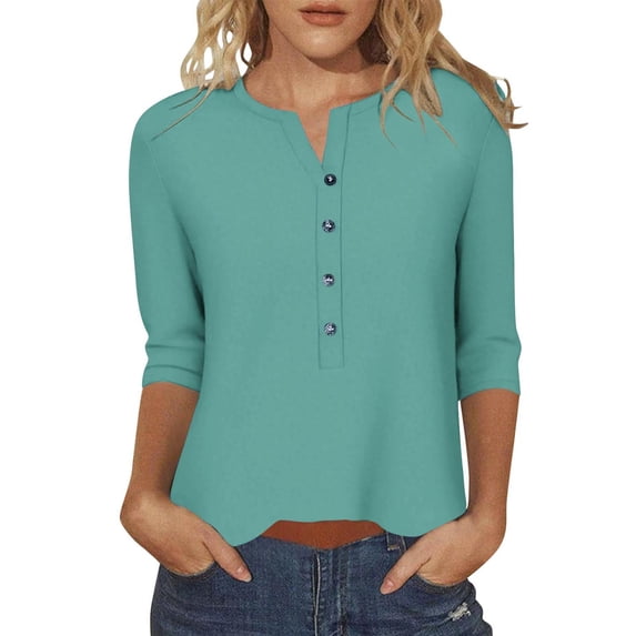 Dxzfnsa Blouses for Women Dressy Casual 3/4 Length Sleeve Womens Tops Crewneck Lace Tunic Business Casual Dressy Blouses Fall Trendy Outfits 2025 S-5XL