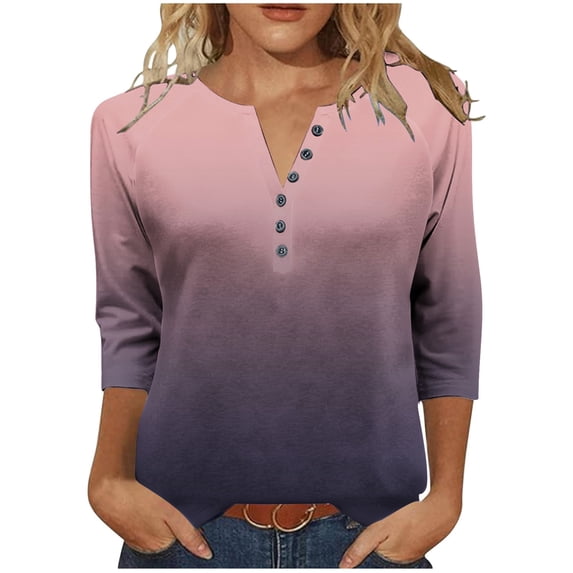 Dxzfnsa Blouses for Women Dressy Casual Womens 3/4 Sleeve Sweater Tops Round Neck Tunic Blouses Dressy Pullover T Shirts for Business Casual Work S-3XL