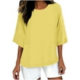 thumbnail image 1 of Dxzfnsa Blouses for Women Dressy Casual Womens 3/4 Length Sleeve T-Shirts Casual Crewneck Tops Shirts Basic Tee Blouses 2025 Loose Fit Pullover S-4XL, 1 of 6