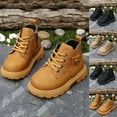 thumbnail image 1 of Dxzfnsa Boys Girls High Top Combat Ankle Boots Kids Waterproof PU Leather Fall Boots Winter Warm Snow Outdoor Hiking Shoes Toddler Chelsea Boots Women, 1 of 5