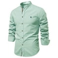 thumbnail image 1 of Dxzfnsa Button Up Shirts for Men Men's Fashionable Solid Color Long Sleeve Blouses Casual Basic Round Neck Cardigan Shirts Slim Fit Business Work Shirts, 1 of 2