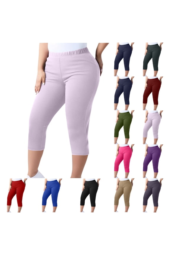 Capri Leggings for Women Plus Size High Waisted Capri Leggings with Pockets for Women Tummy Control Yoga Pants Women S-5XL