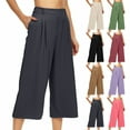 thumbnail image 1 of Dxzfnsa Capri Pants for Women Stretch Yoga Dress Pants with Pockets Ruffle Bell Bottom Athletic Work Leggings S-2XL, 1 of 8