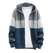 DXZFNSA Cardigan Sweaters for Men Men's Spring and Winter Fashion Solid Color Coats Casual Slim Knit Sweaters Zipper Up Hooded Cardigan Sweaters with Pockers