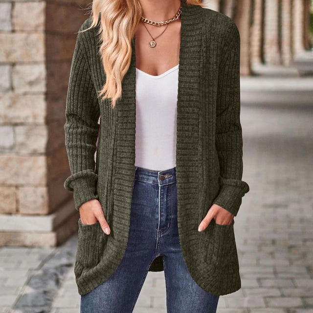 Dxzfnsa Cardigan Sweaters for Women Womens Cotton Button Down Solid Color Coats Oversized Knit Cardigans with Pockets