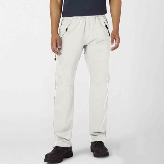 Dxzfnsa Cargo Pants for Men Workout Joggers Casual Hiking Pants Work Baggy Loose Drawstring Track Sweatpants with Multi Pockets Sweatpants for Men(White-2XL)