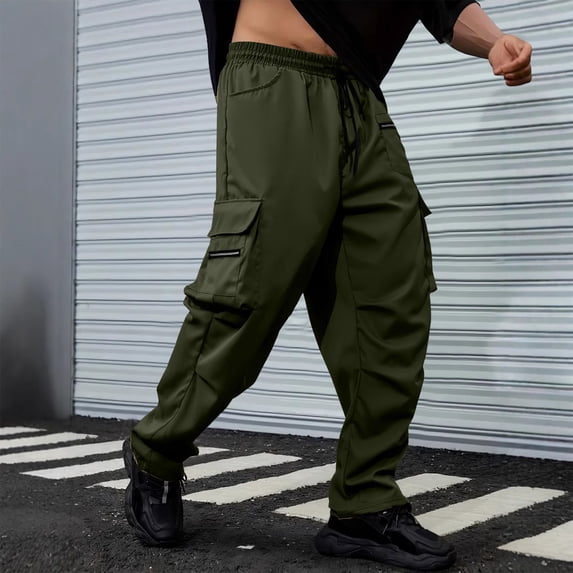 Dxzfnsa Cargo Pants for Men Casual Cotton Lightweight Relaxed Fit Stretch Elastic Waist Work Pants Tactical Pants for Men(Army Green-M)