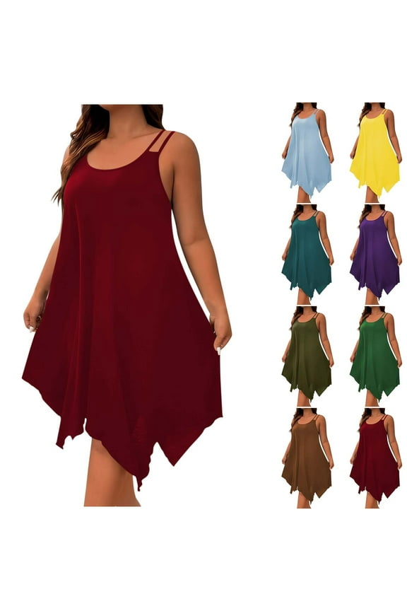 Dresses for Women 2026 Summer Sundress Casual Cap Sleeve Dress Beach Vacation Clothes XL-5XL