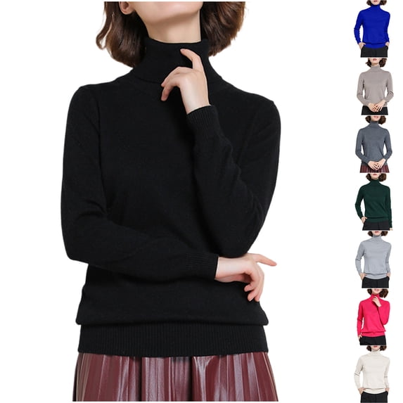 Dxzfnsa Fall Sweaters for Women Women's Classic Lightweight Long-Sleeve Turtleneck Sweater - Oat/Heather, Spring/Fall Layering Essential (Lightweight Yet Warm) for Office S-3XL