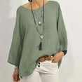 thumbnail image 1 of Dxzfnsa Fashion Women Casual Long Sleeve Round-Neck Solid Blouse Shirt Business Casual Outfits for Women Green-M, 1 of 6