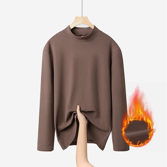 Dxzfnsa Fashion Women's Winter Long Sleeve Round-Neck Comfy Solid Regular Tank Plus Size Tops Coffee-3XL