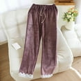 thumbnail image 1 of Dxzfnsa Flannel Pajama Pants for Women Fleece Drawstring Elastic Waist Pajama Pants Women Warm Casual Solid Color Trousers with Pockets, 1 of 3